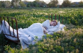 Girl,Sleeping,In,The,Bed,In,A,Green,Field.,Healthy Girl,Sleeping,In,The,Bed,In,A,Green,Field.,Healthy